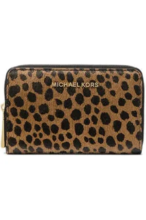 Michael Kors Pony hair leren portemonnee Jet Set met panterprint