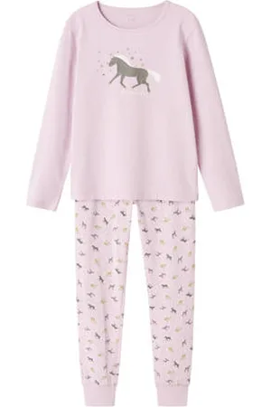 NAME IT KIDS pyjama met paardendessin roze