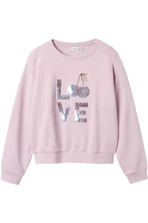 NAME IT KIDS sweater roze met pailletten