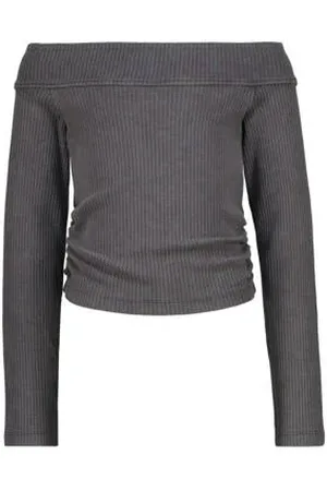 Raizzed Off shoulder top grijs