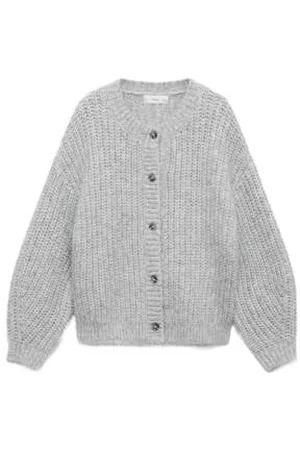 MANGO Vest grijs grof gebreid