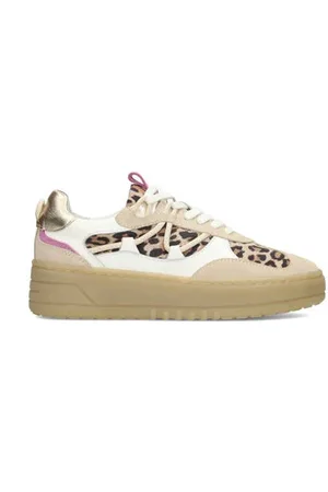 PS Poelman Anemone leren sneakers beige/wit/panter