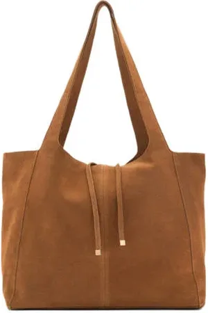 MANGO Suede shopper cognac