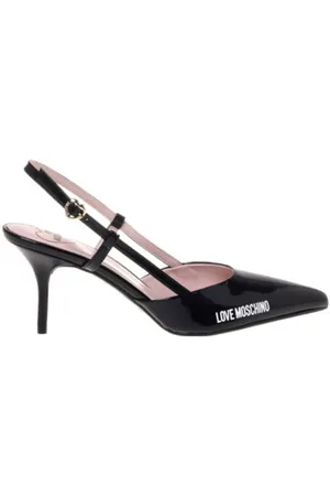 Moschino Rubber logo leren slingback pumps
