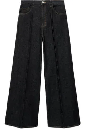 MANGO High waist wide leg jeans dark blue denim
