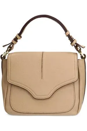 Manfield Leren schoudertas beige