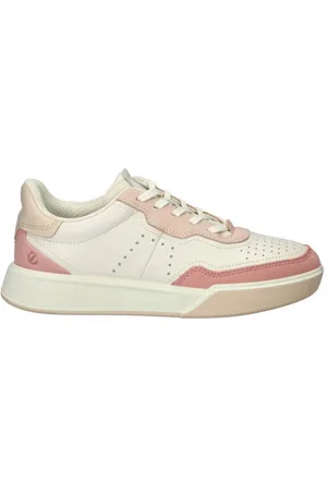 Ecco Street Court leren sneakers wit/roze