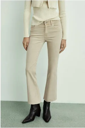 MANGO Regular waist cropped jeans beige