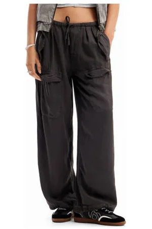 Desigual Wide leg cargobroek antraciet