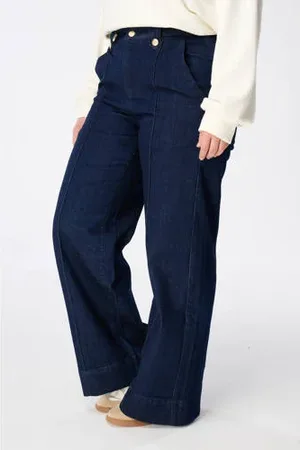 MS Mode High waist wide leg jeans dark blue denim