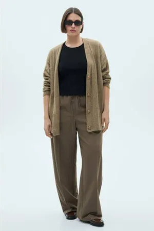 MANGO Gebreid vest kaki