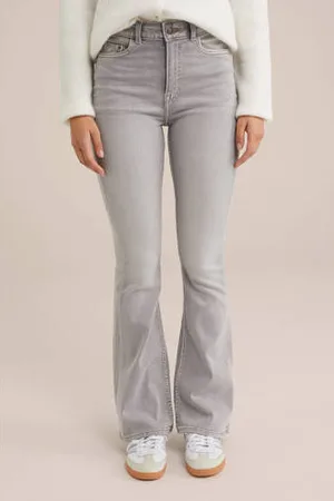 WE Fashion Blue Ridge high waist flared jeans grey denim