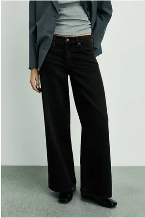MANGO High waist wide leg jeans black denim
