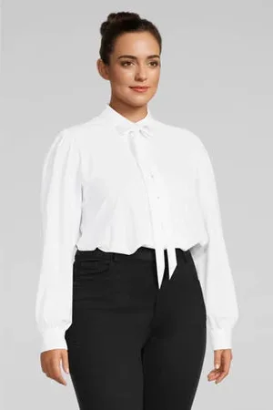 Plus Basics Blouse van travelstof
