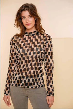 Geisha Mesh top met all over print