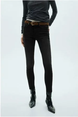 MANGO Regular waist skinny jeans black denim