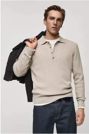 MANGO Trui rib gebreid beige