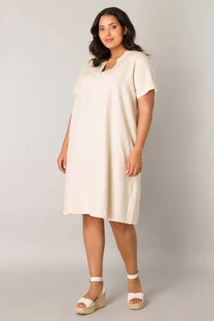 Base Level Linnen jurk Yacinthe beige