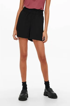 JDY High waist straight fit short GRY met textuur