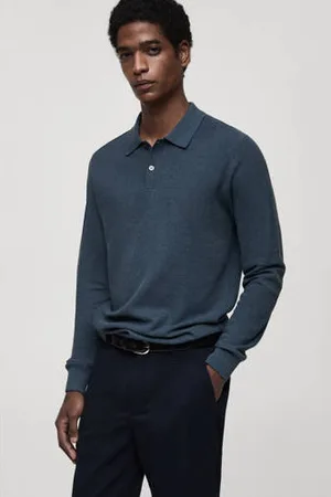 MANGO Polo fijn gebreid donkerblauw