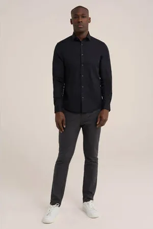 WE Fashion WE Fundamentals slim fit overhemd zwart