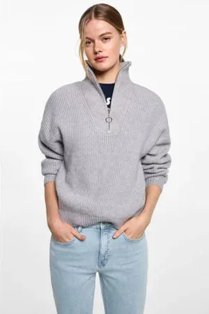 MANGO Straight regular waist light blue denim