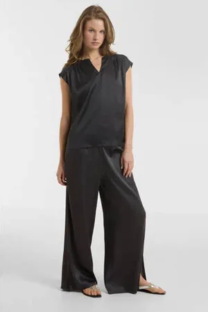 Anytime Satijnen wide leg broek