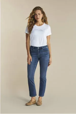 Red Button High waist straight leg jeans Kate