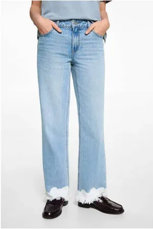 MANGO Straight regular waist light blue denim