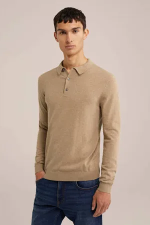 WE Fashion WE Fundamentals regular polo gebreid beige