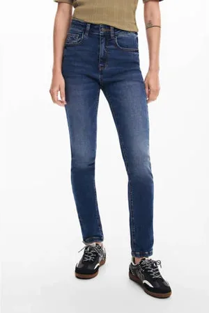 Desigual High waist skinny jeans dark blue denim