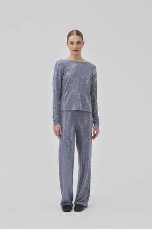 Modstrom High waist straight fit pantalon met pailletten