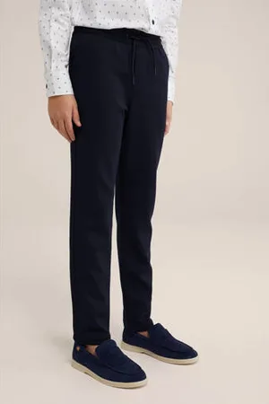 WE Fashion Slim fit broek donkerblauw