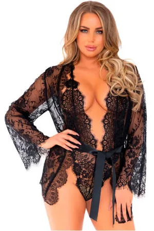 Leg Avenue Kanten kimono met stringbody