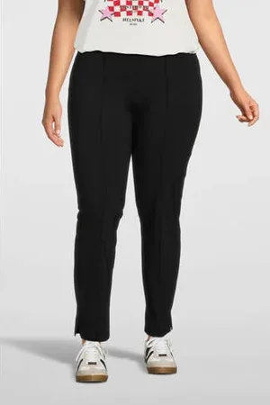 Plus Basics Straight fit broek van travelstof