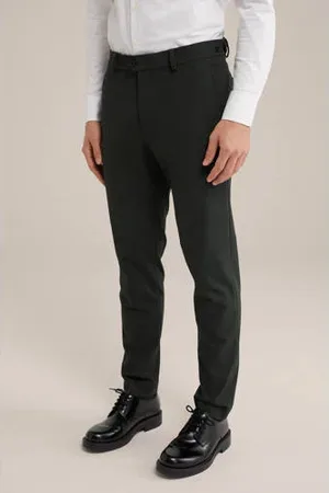 WE Fashion Slim pantalon donkergroen