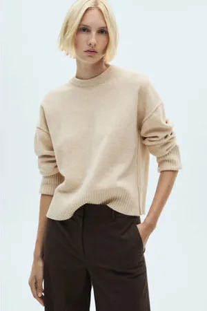 MANGO Gebreide trui beige