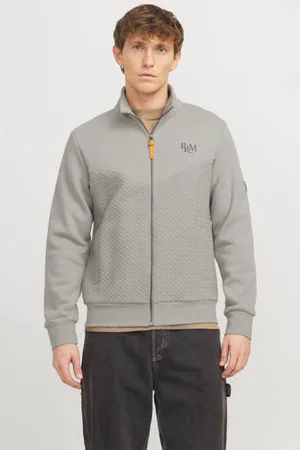 JACK & JONES PREMIUM sweatvest met textuur grijs