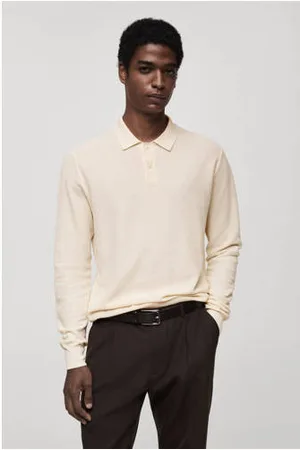 MANGO Polo fijn gebreid ecru