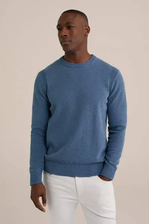 WE Fashion Gebreide trui grijsblauw textuur