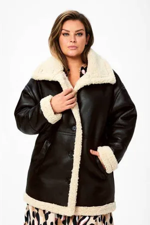 Miljuschka by Wehkamp Imitatieleer lammy coat jas