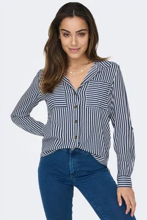 ONLY Gestreepte blouse ASMIN blauw/wit