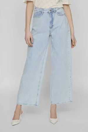 VILA High waist wide leg jeans light blue