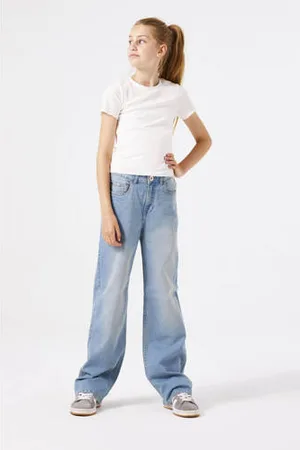 Garcia High waist wide leg jeans light blue denim