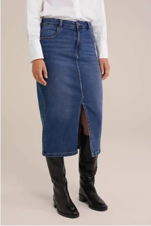 WE Fashion Blue Ridge denim spijkerrok medium blue denim