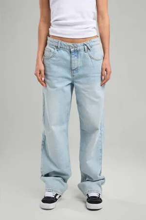 America today Low waist wide leg jeans light blue denim