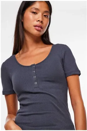 Pieces® Ribgebreide top donkerblauw