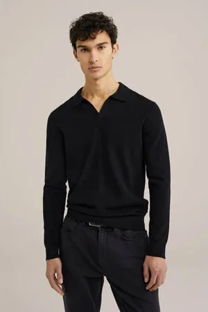 WE Fashion Polo fijn gebreid zwart
