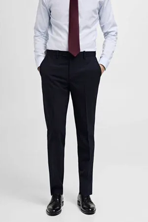 MANGO Slim pantalon donkerblauw