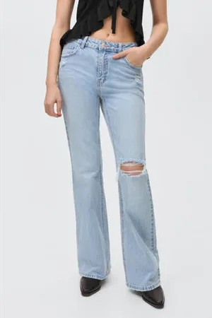 MANGO Flared jeans light blue denim